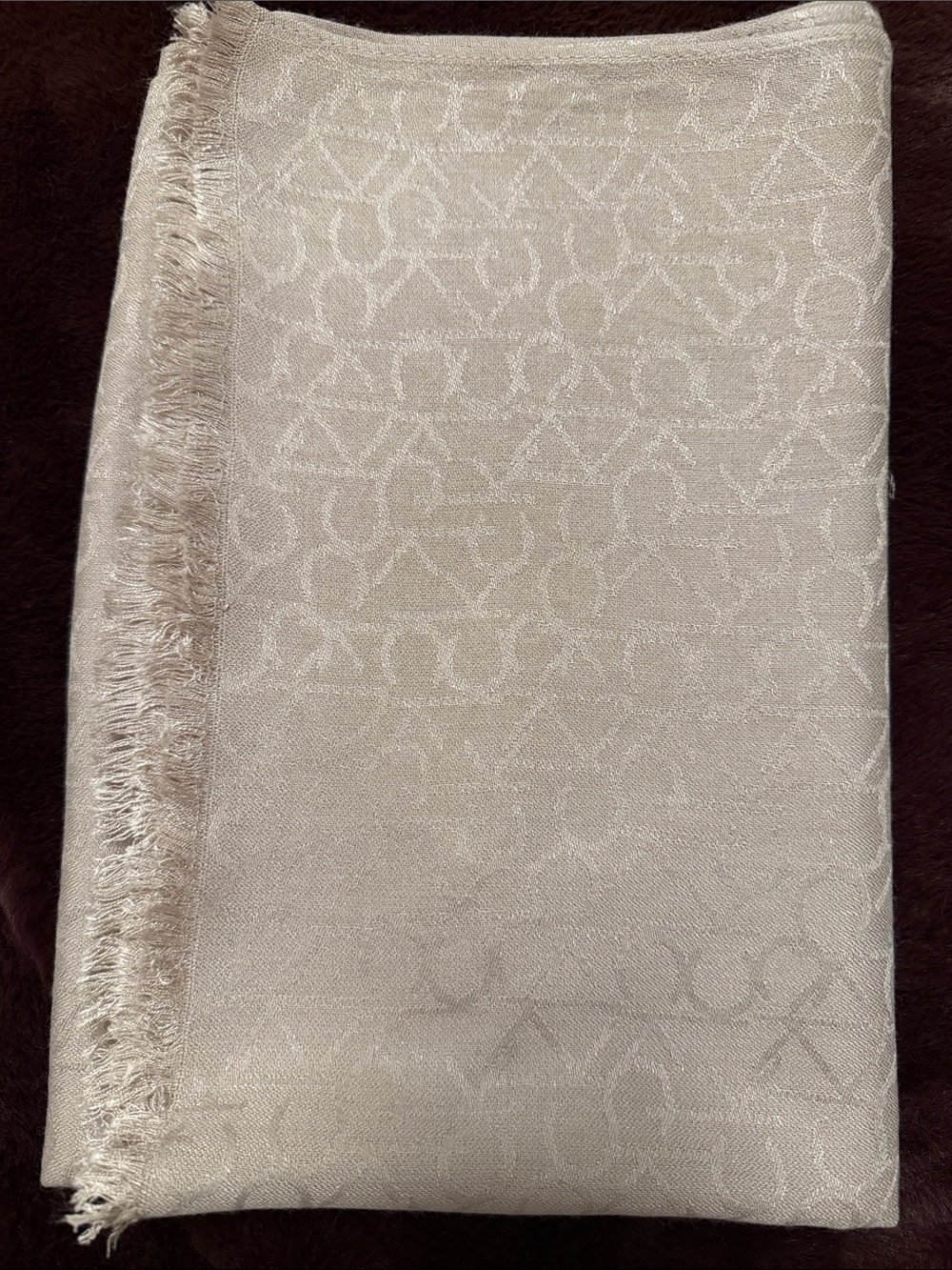 Calvin Klein Cream Patterned Scarf Wrap